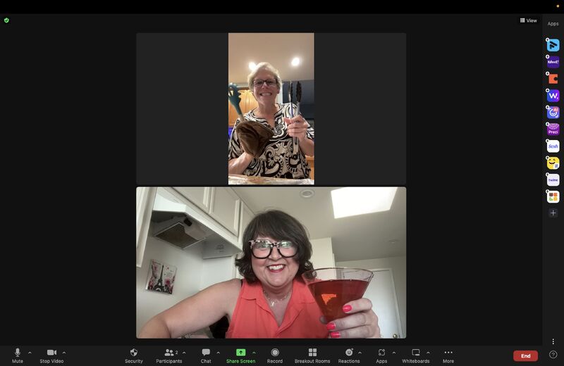 Lori and Karen cooking up an idea to partner on a mastermind series called "Negotiate with Power"